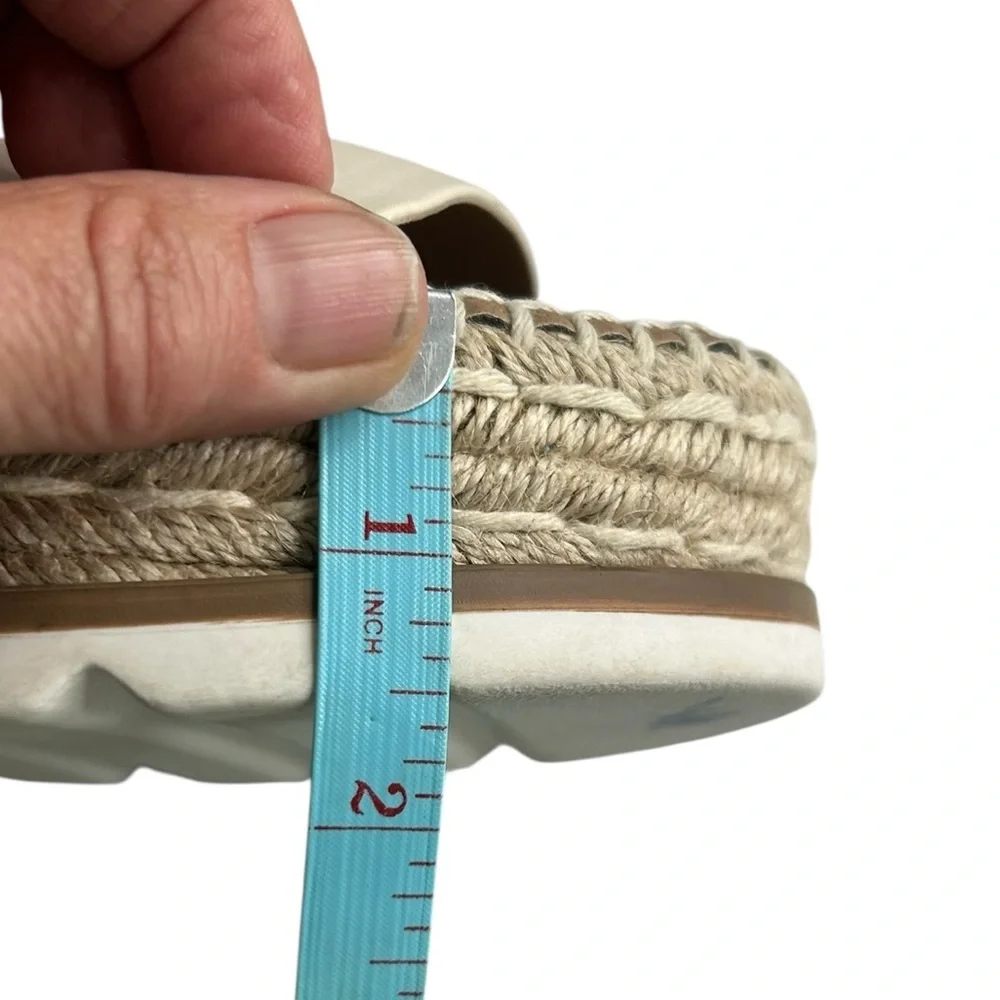 ESPRIT Katalina Off White Espadrille Platform Wedge Slide Sandals Womens SZ 7.5